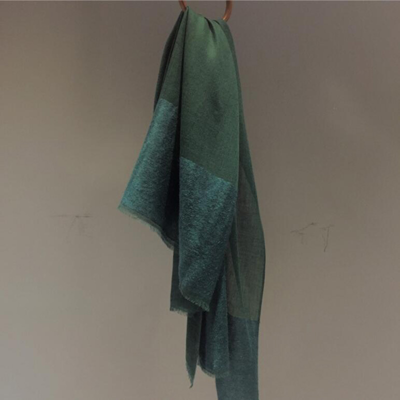 Pure Cashmere Scarves Peacock Green Bicolor Infinity Women Winter Scarf